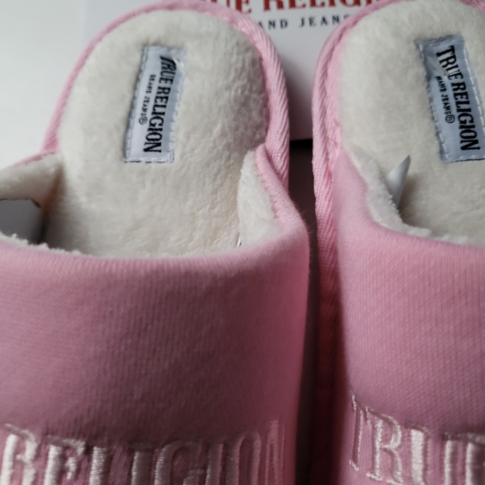 True Religion womens slippers Rhinestone logo size 9 Pink - Picture 4 of 5